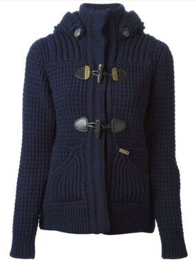 BARK Italy Knitted Sweater Jacket Size XSmall Toggle Navy Blue Euro Quiet Luxury